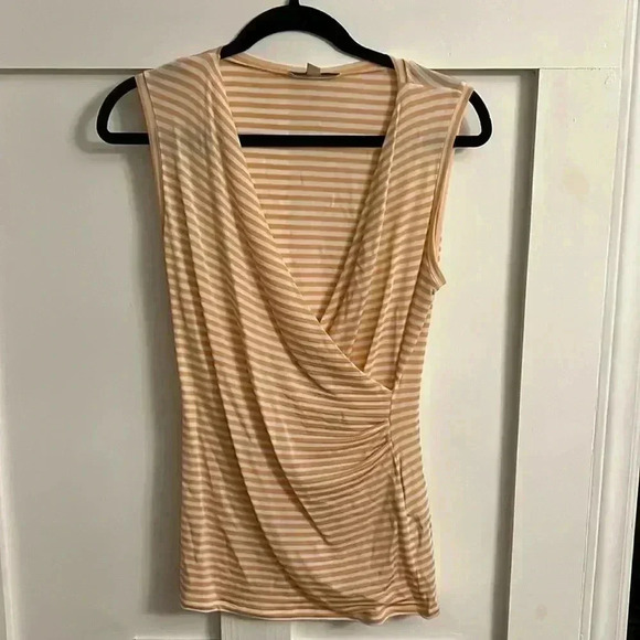MaxMara Orange White Stripe Faux wrap sleeveless Top - Picture 1 of 5